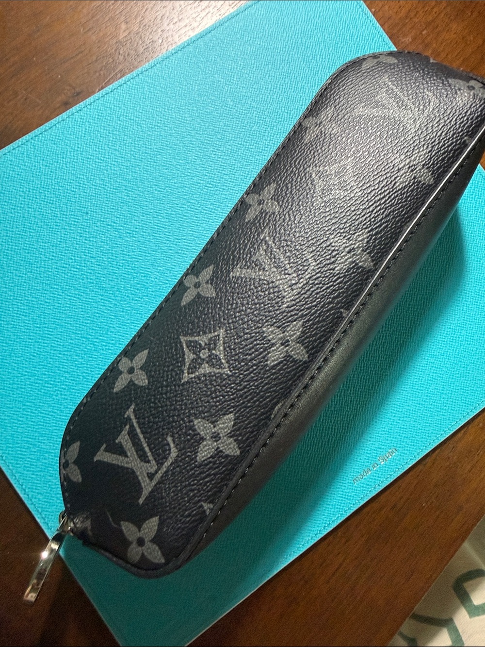 Black monogram pencil case